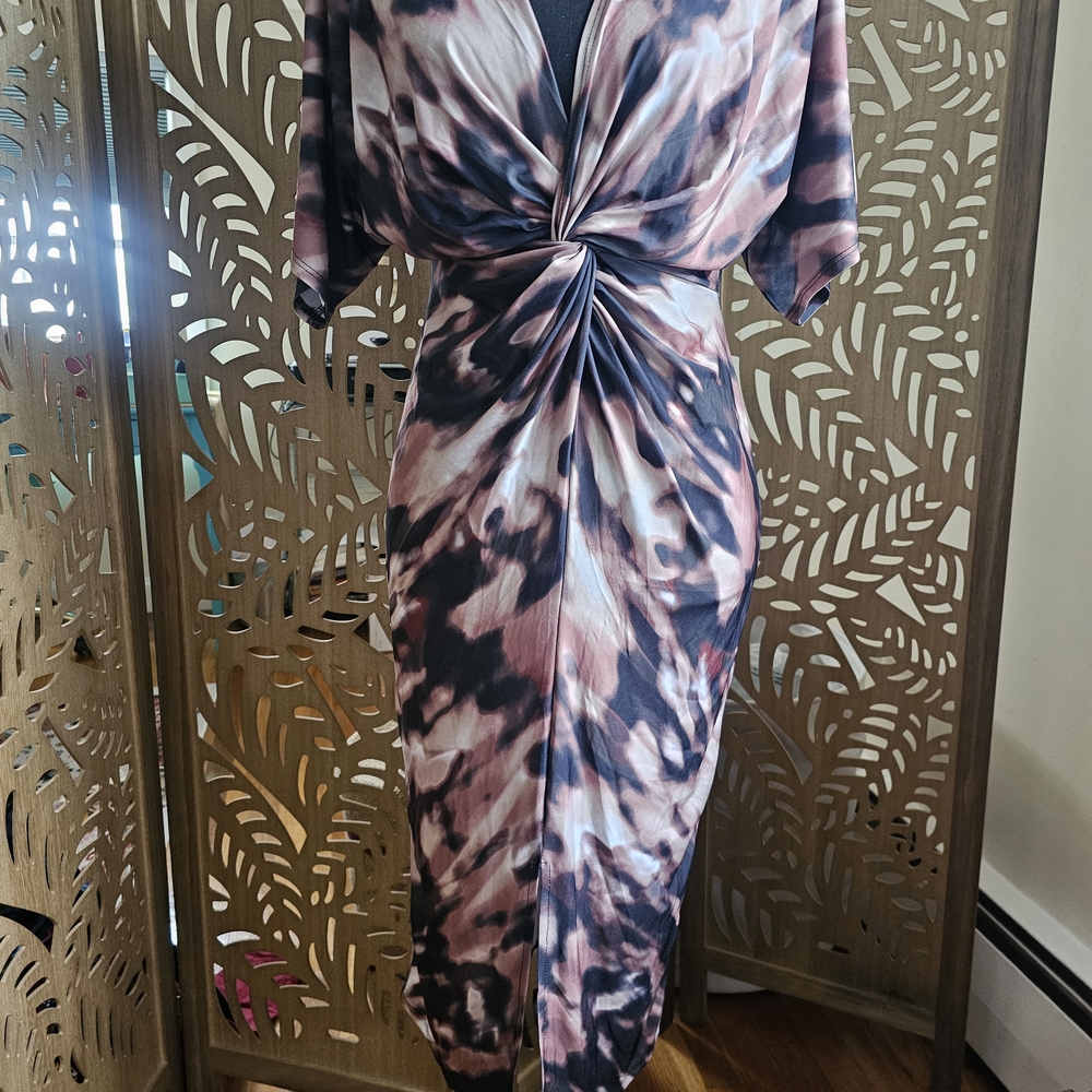 Forever 21 Pink and Black Tie-Dye Midi Dress